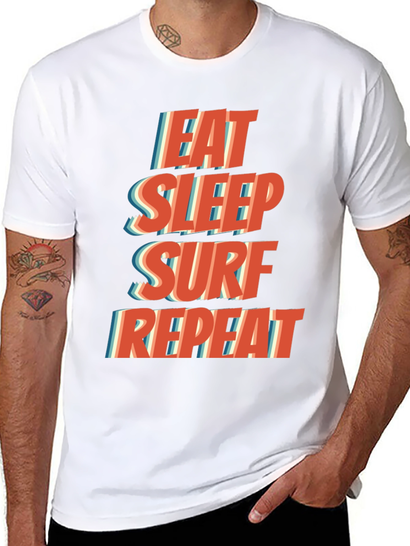 Eat Sleep Surf Repeat T-Shirt - Black Casual Tee