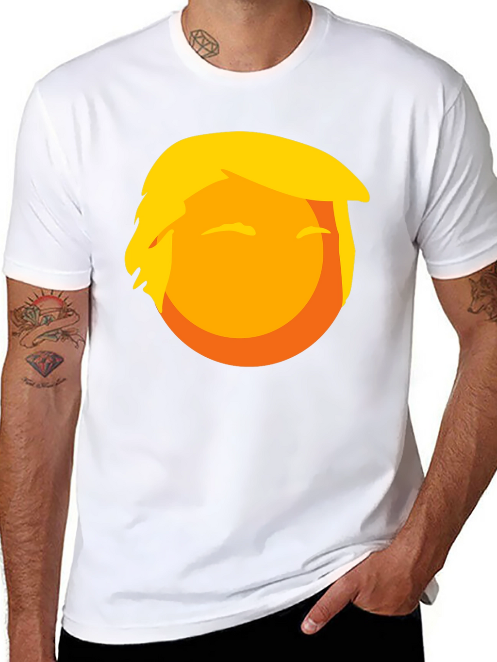 Trump Emoji Graphic Tee - Novelty Black T-Shirt