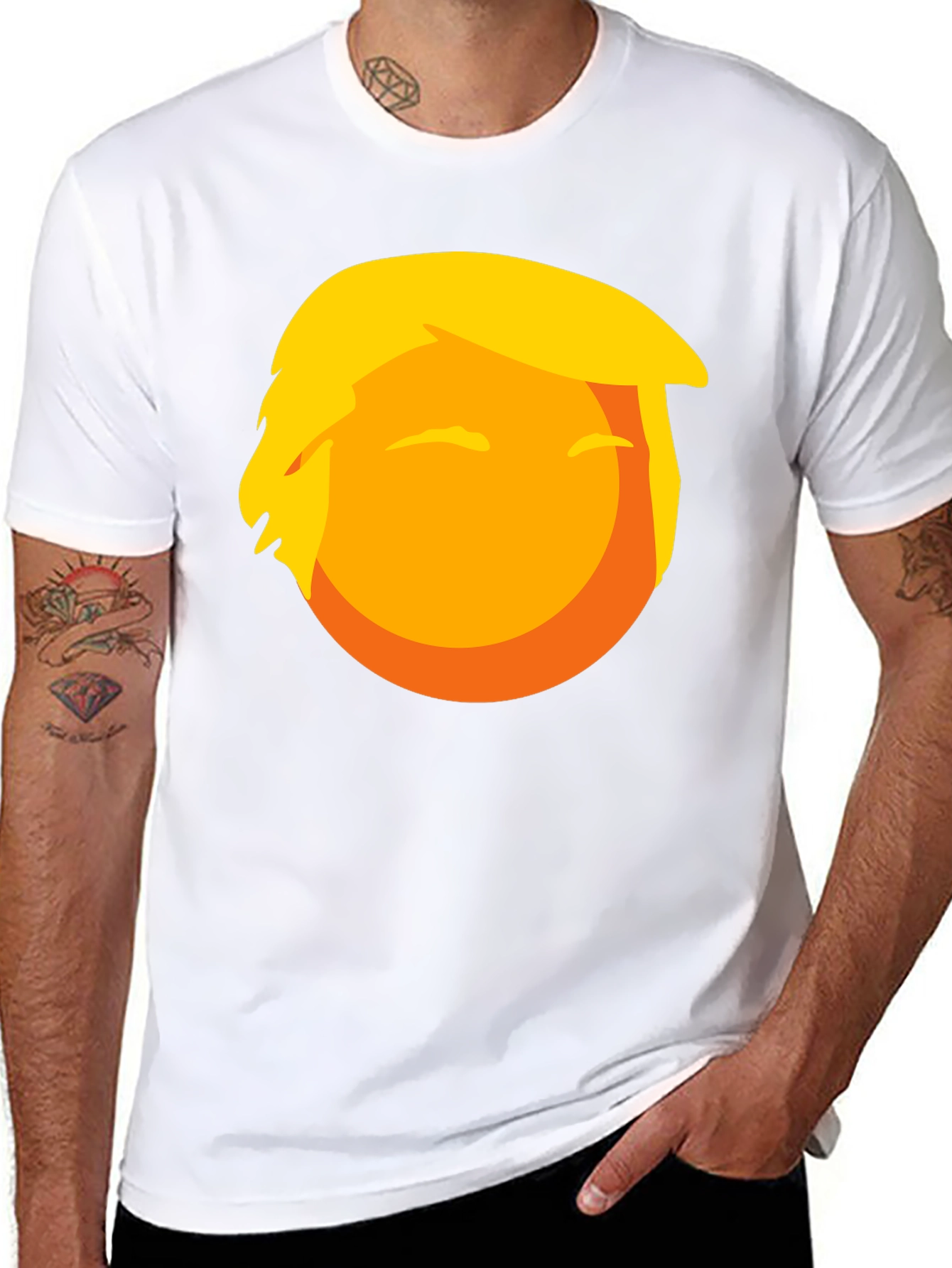 Trump Emoji Graphic Tee - Novelty Black T-Shirt