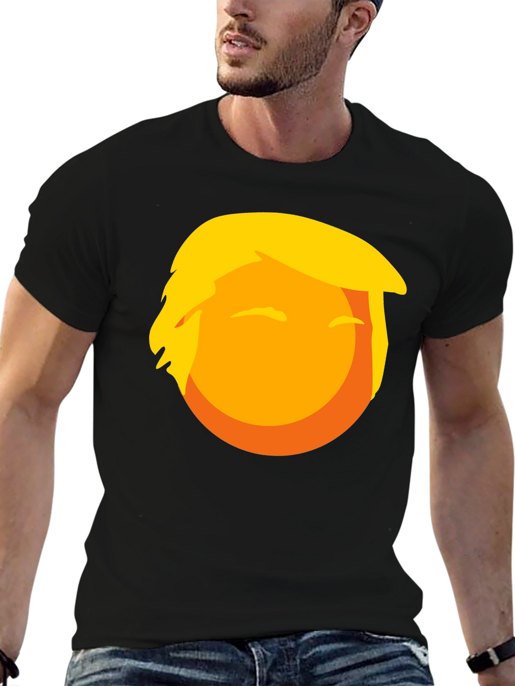 Trump Emoji Graphic Tee - Novelty Black T-Shirt