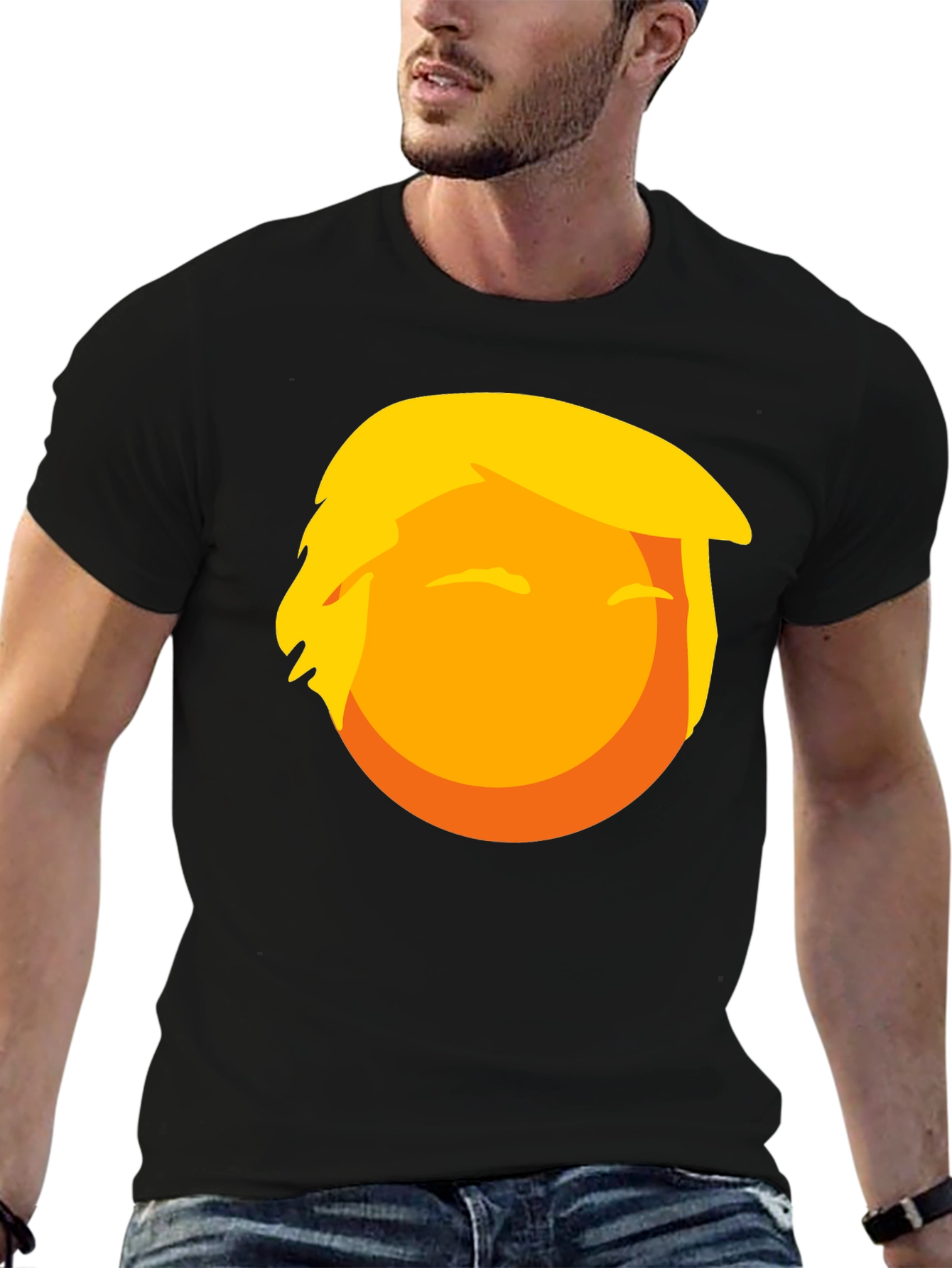 Trump Emoji Graphic Tee - Novelty Black T-Shirt