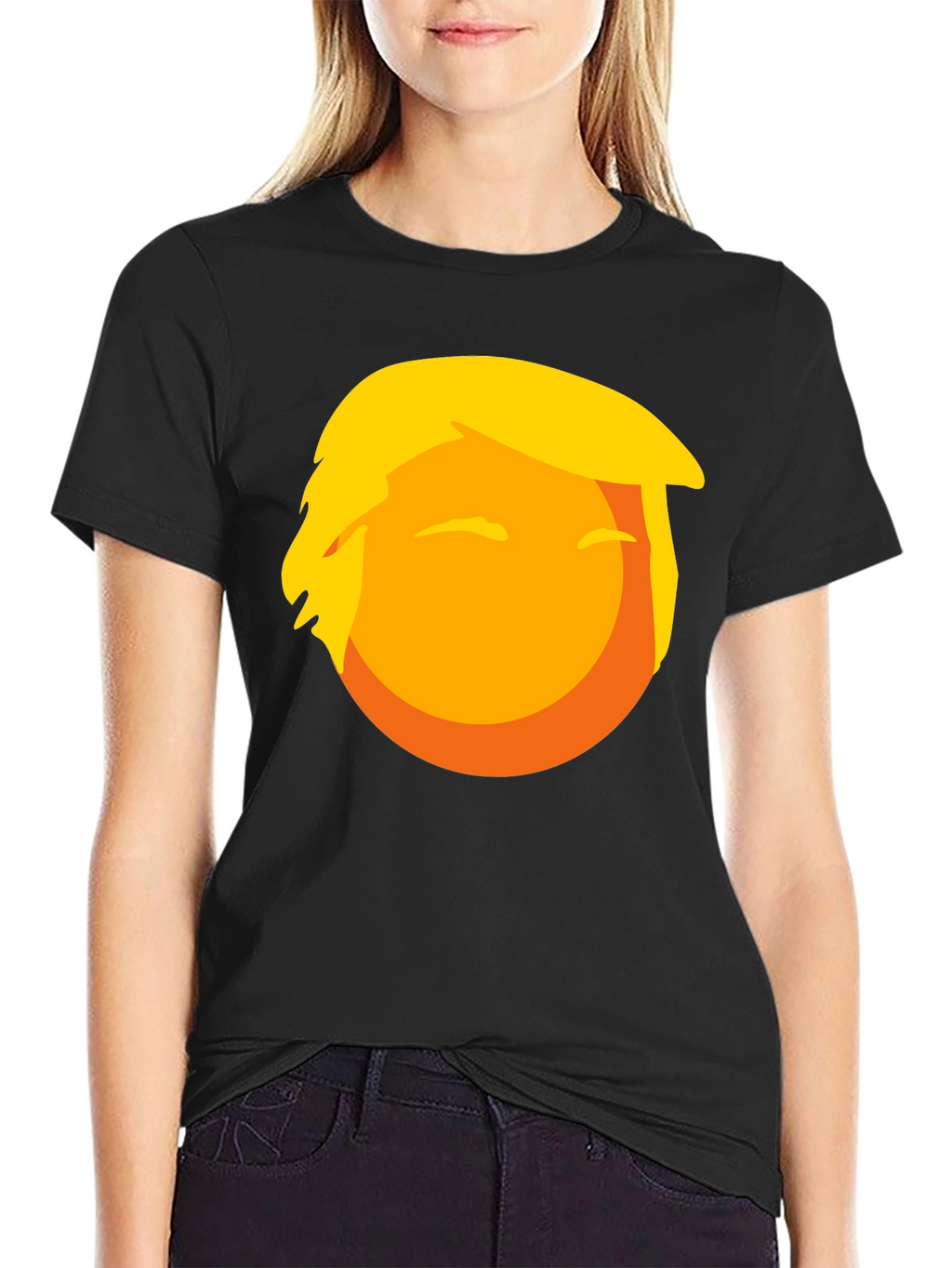 Trump Emoji Graphic Tee - Novelty Black T-Shirt