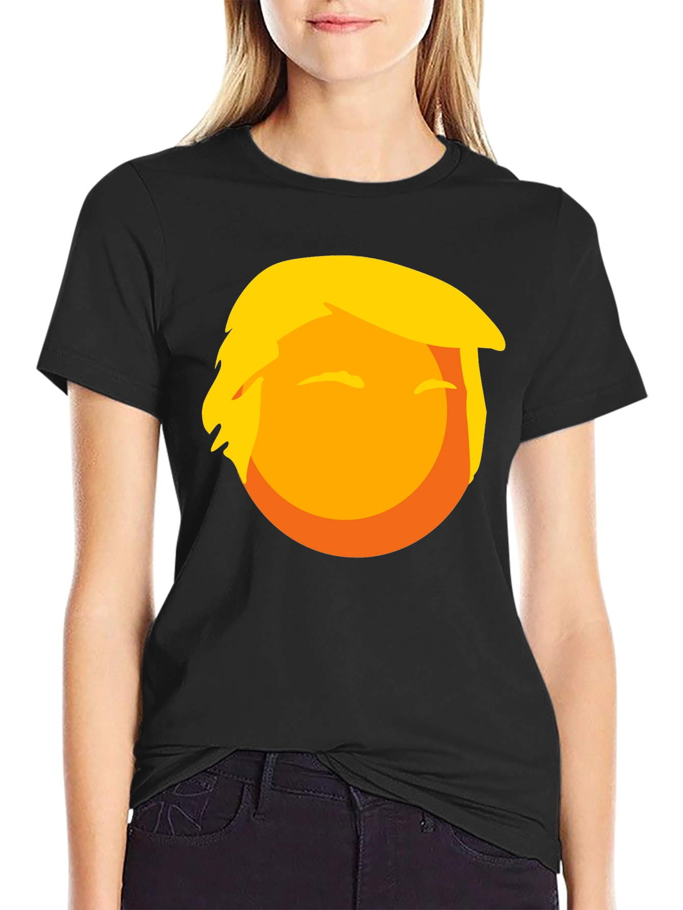Trump Emoji Graphic Tee - Novelty Black T-Shirt