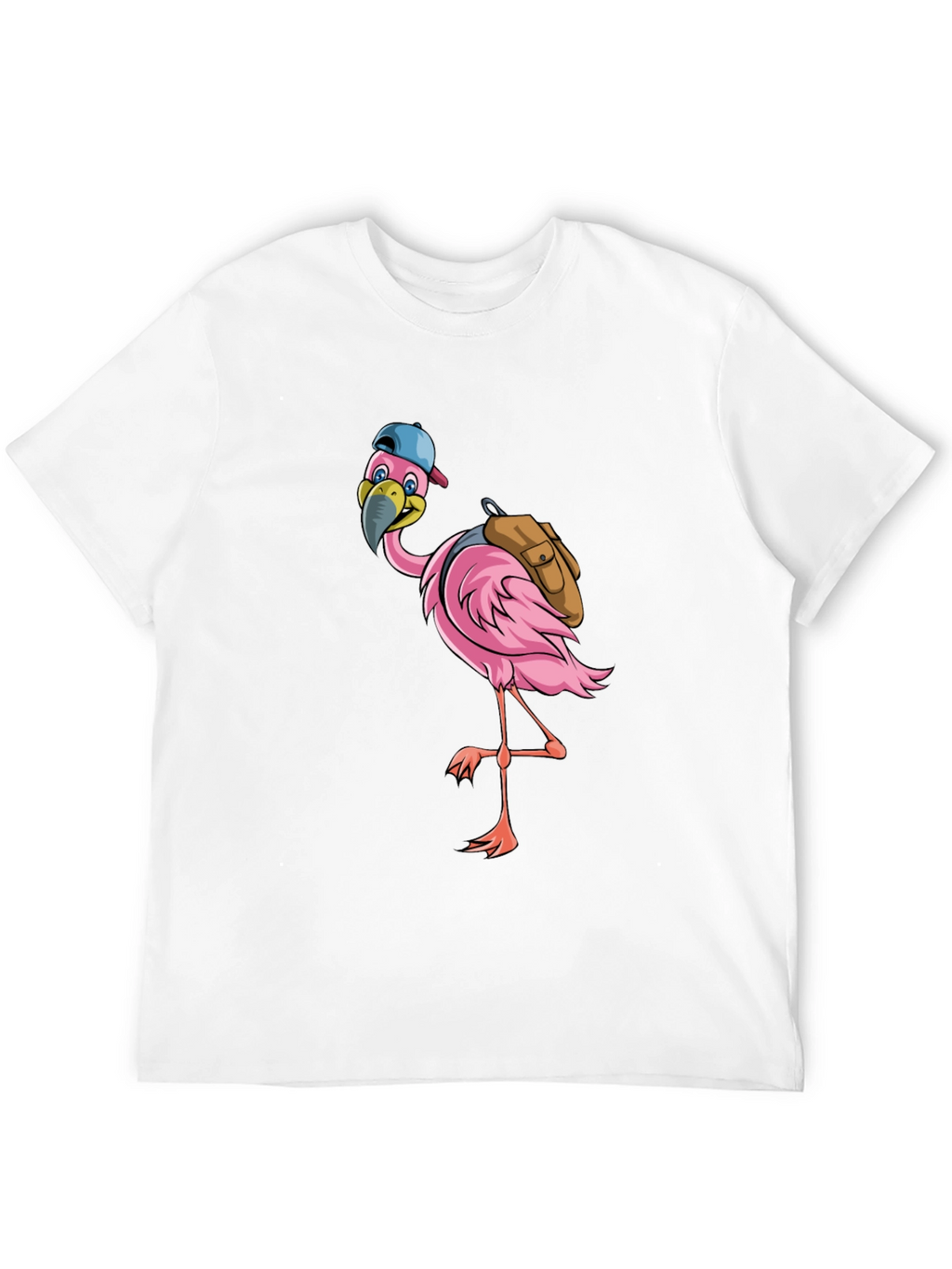 Flamingo with Backpack Graphic Tee