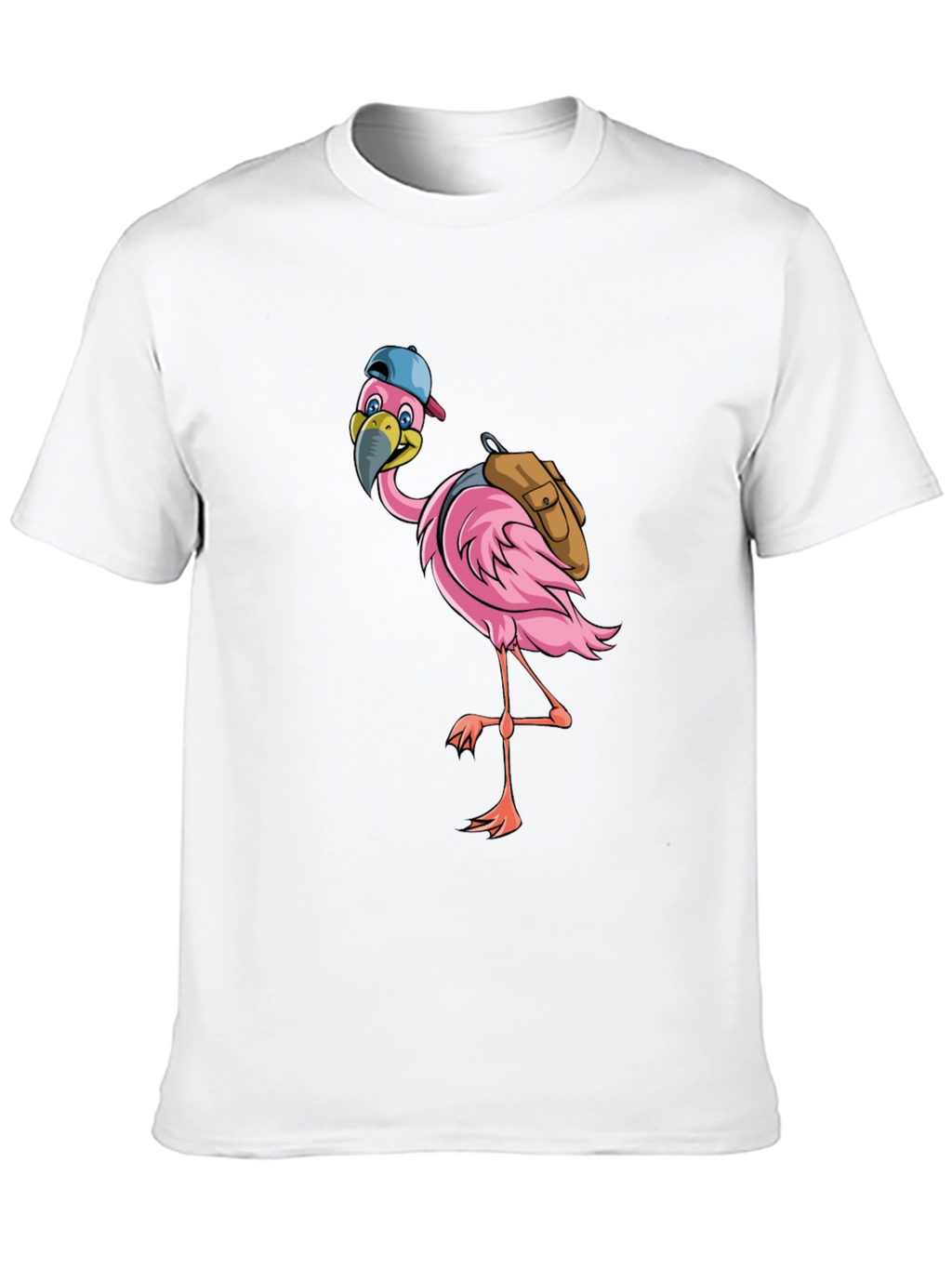 Flamingo with Backpack Graphic Tee