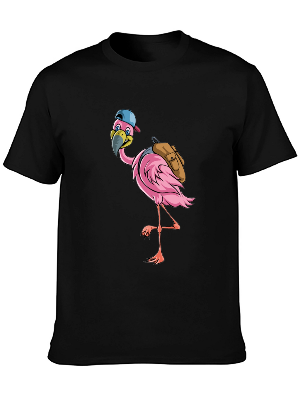 Flamingo with Backpack Graphic Tee