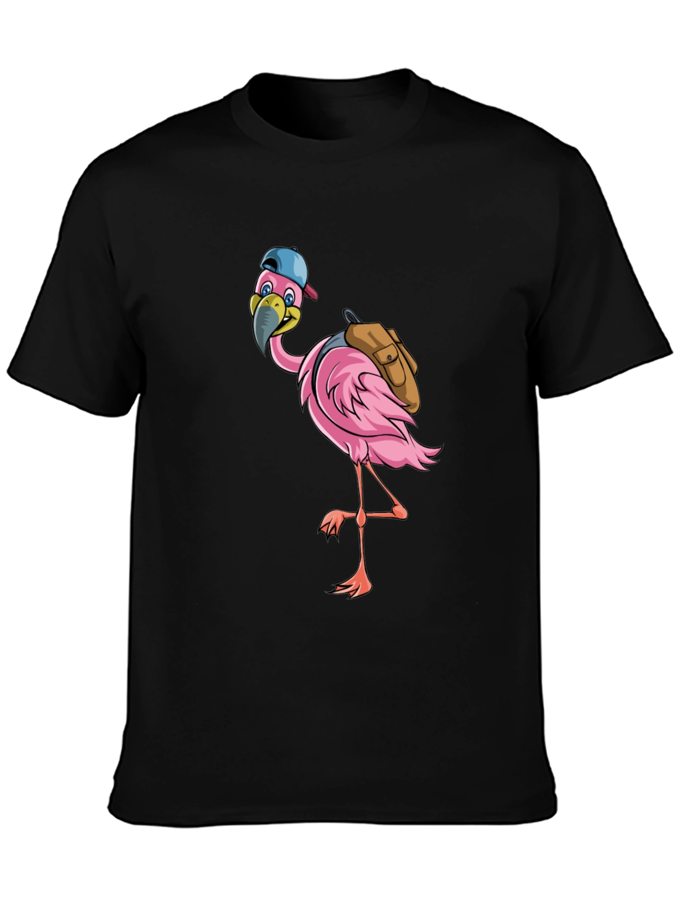 Flamingo with Backpack Graphic Tee