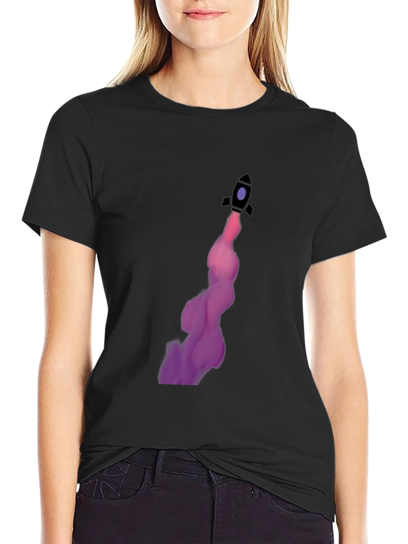 Rocket Launch Graphic Tee - Black Cotton Comfort