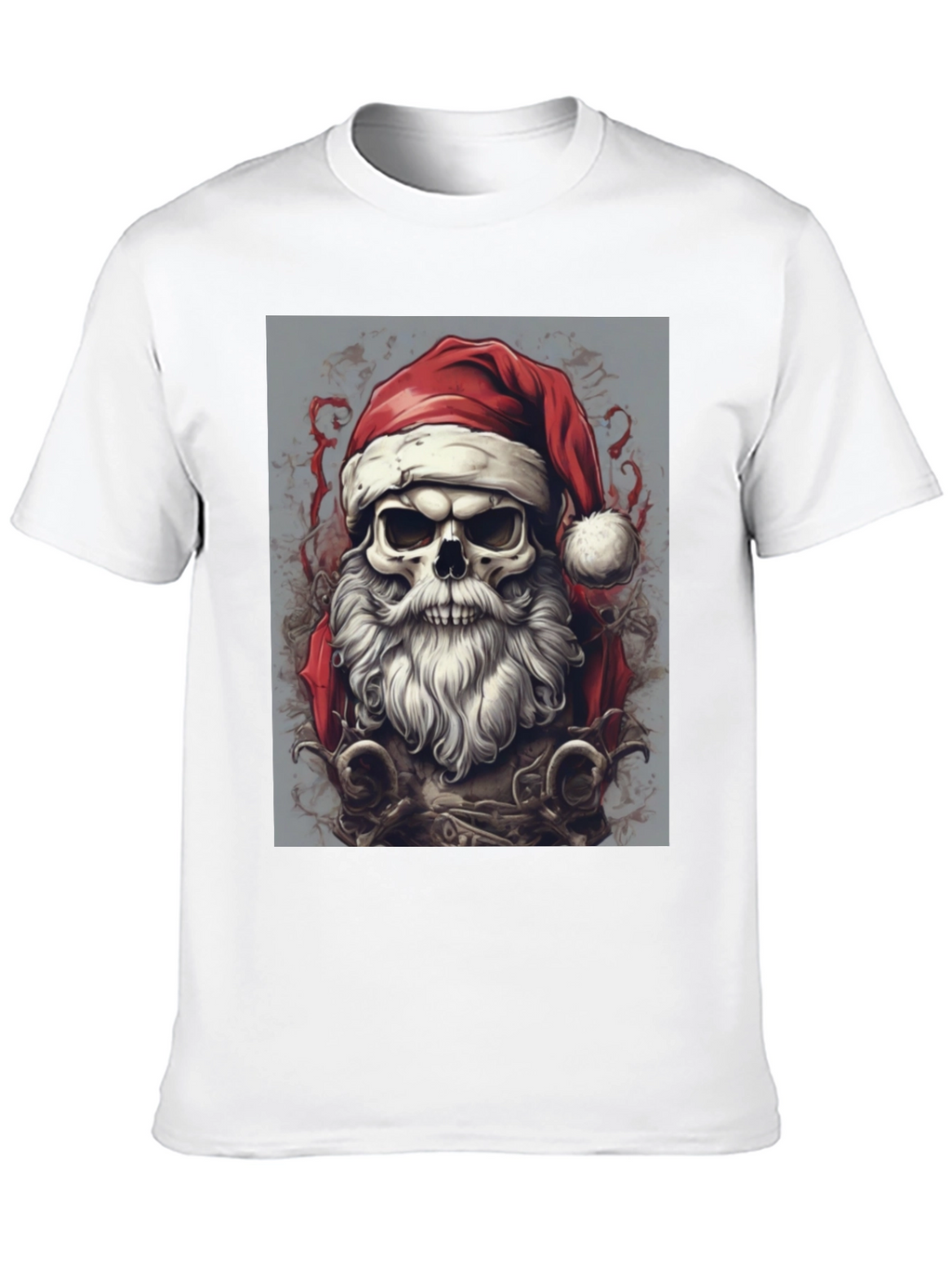 Santa Skull Graphic Tee - Holiday Humor