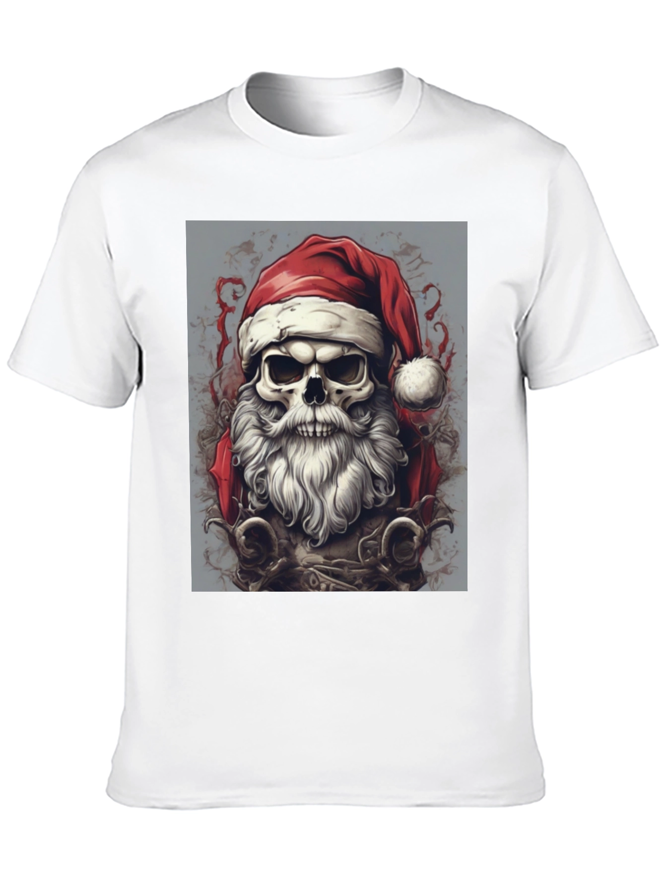 Santa Skull Graphic Tee - Holiday Humor