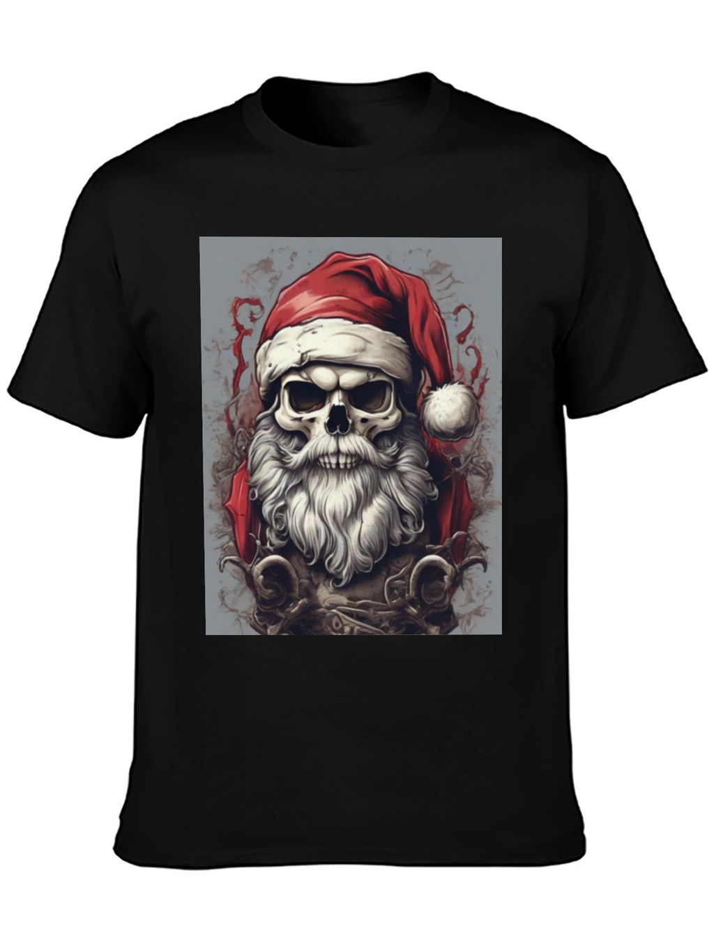 Santa Skull Graphic Tee - Holiday Humor