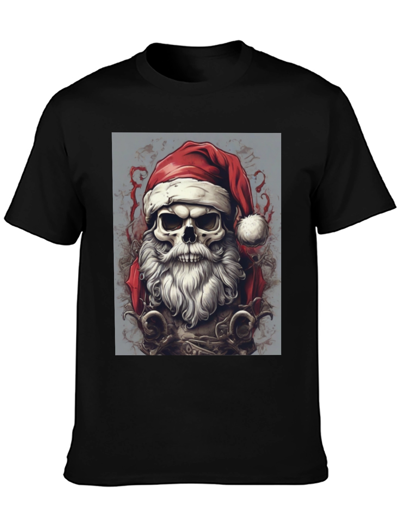 Santa Skull Graphic Tee - Holiday Humor
