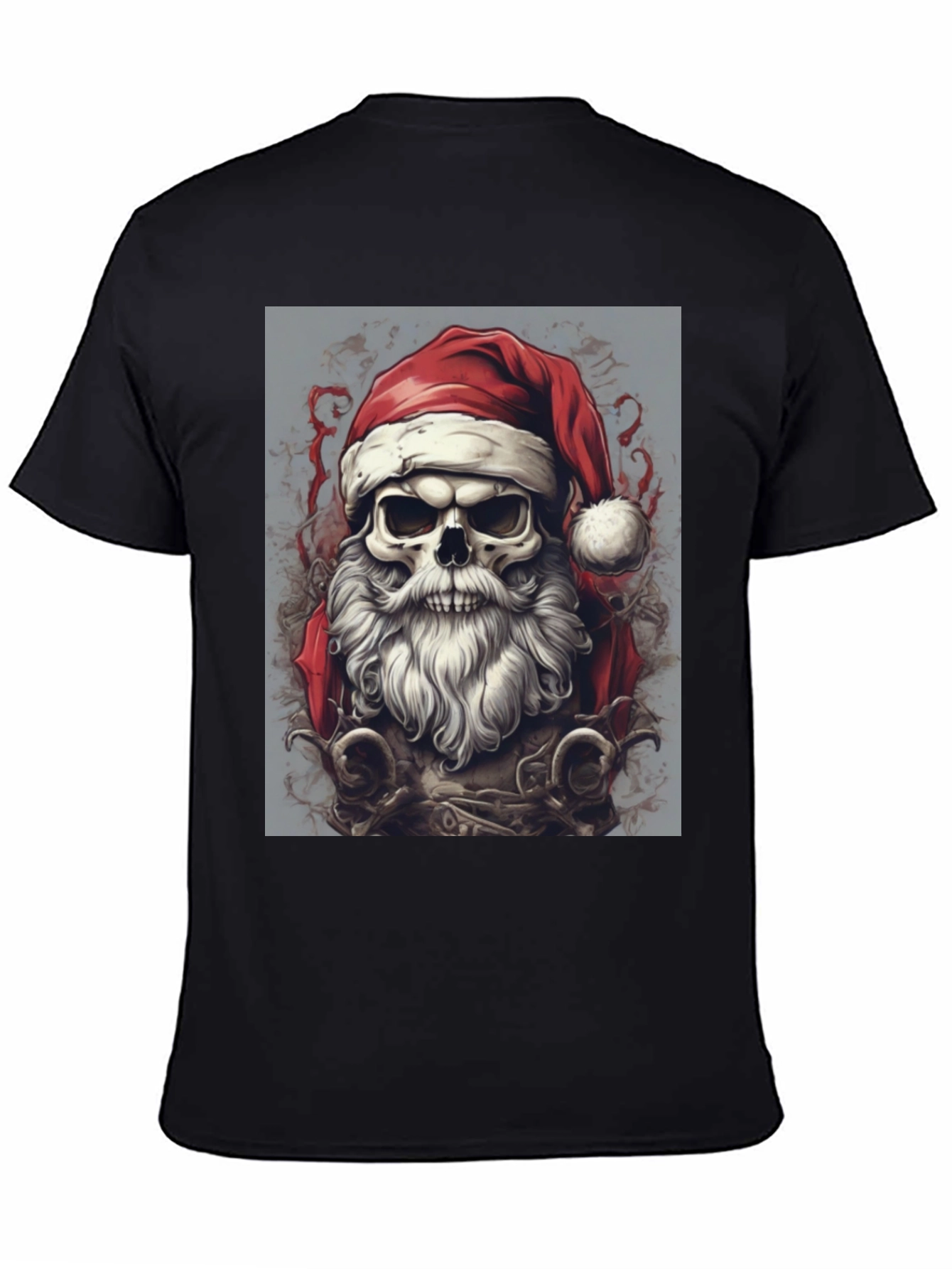 Santa Skull Graphic Tee - Holiday Humor