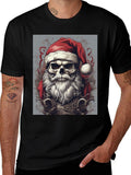 Santa Skull Graphic Tee - Holiday Humor