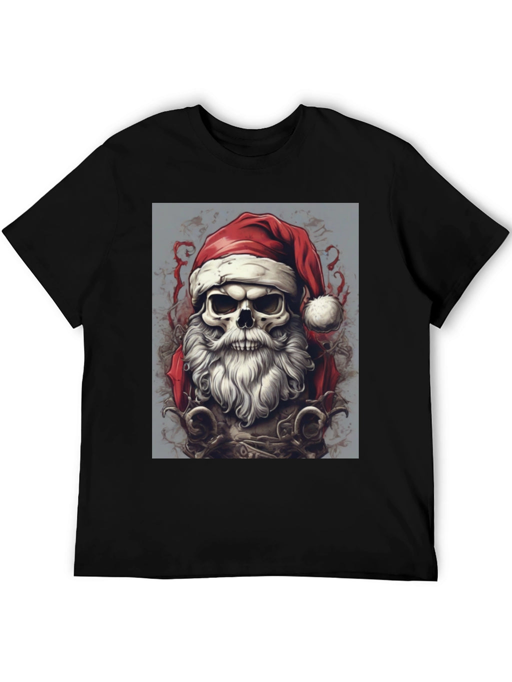 Santa Skull Graphic Tee - Holiday Humor