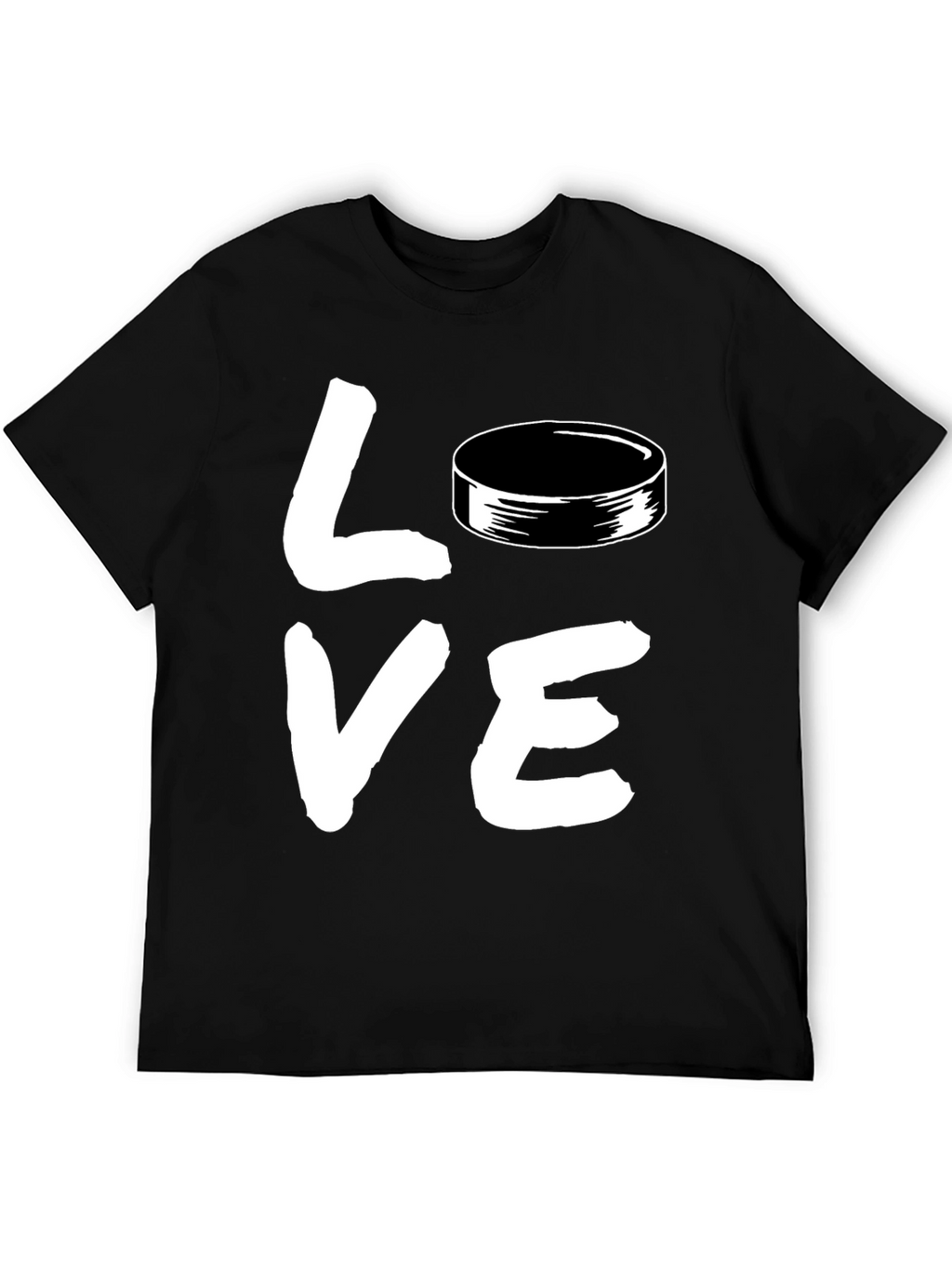 Hockey Love Graphic T-Shirt - Black Casual Style