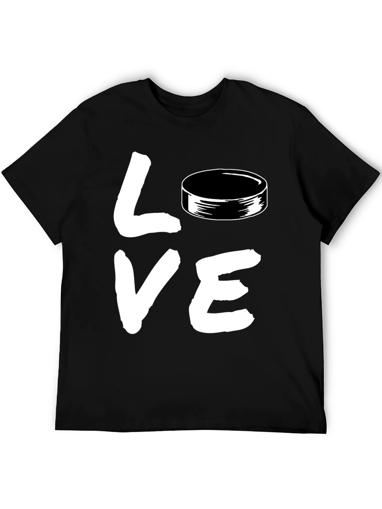 Hockey Love Graphic T-Shirt - Black Casual Style