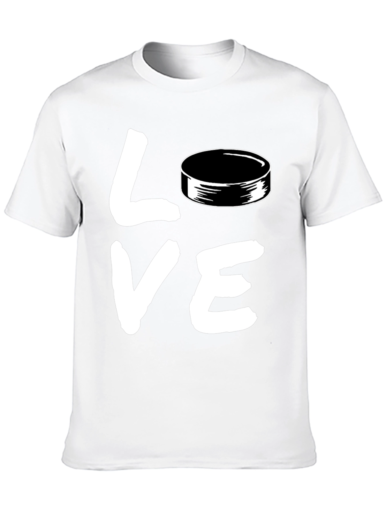 Hockey Love Graphic T-Shirt - Black Casual Style