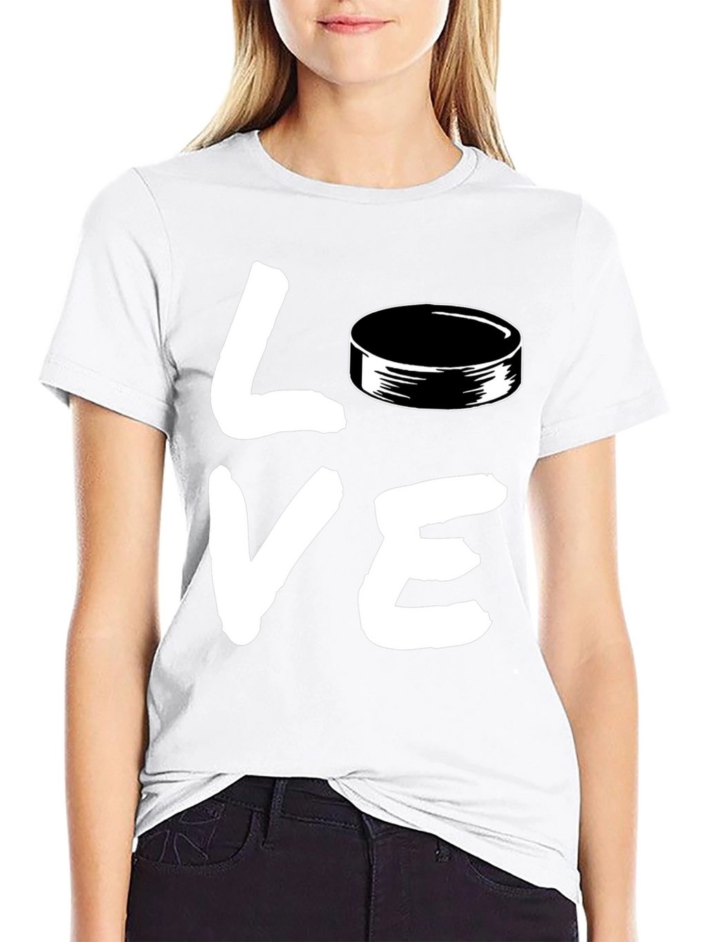 Hockey Love Graphic T-Shirt - Black Casual Style