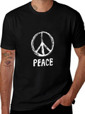 Peace Sign Graphic T-Shirt - Black Cotton Tee