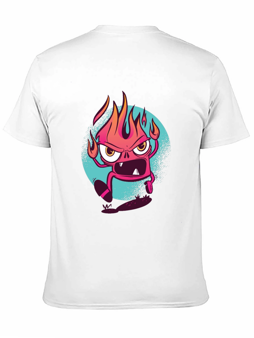 Fiery Cartoon Monster Graphic Black T-Shirt