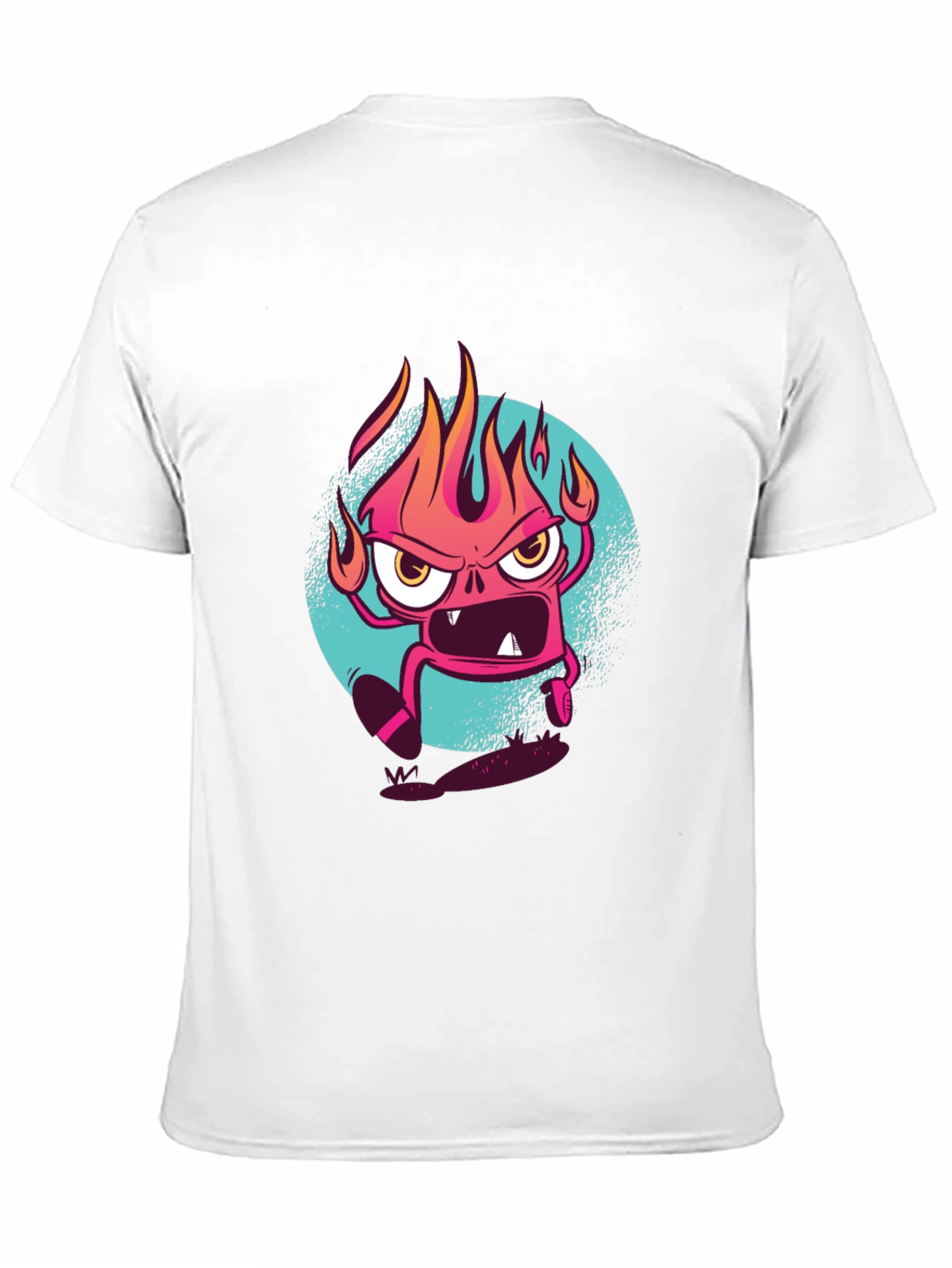 Fiery Cartoon Monster Graphic Black T-Shirt