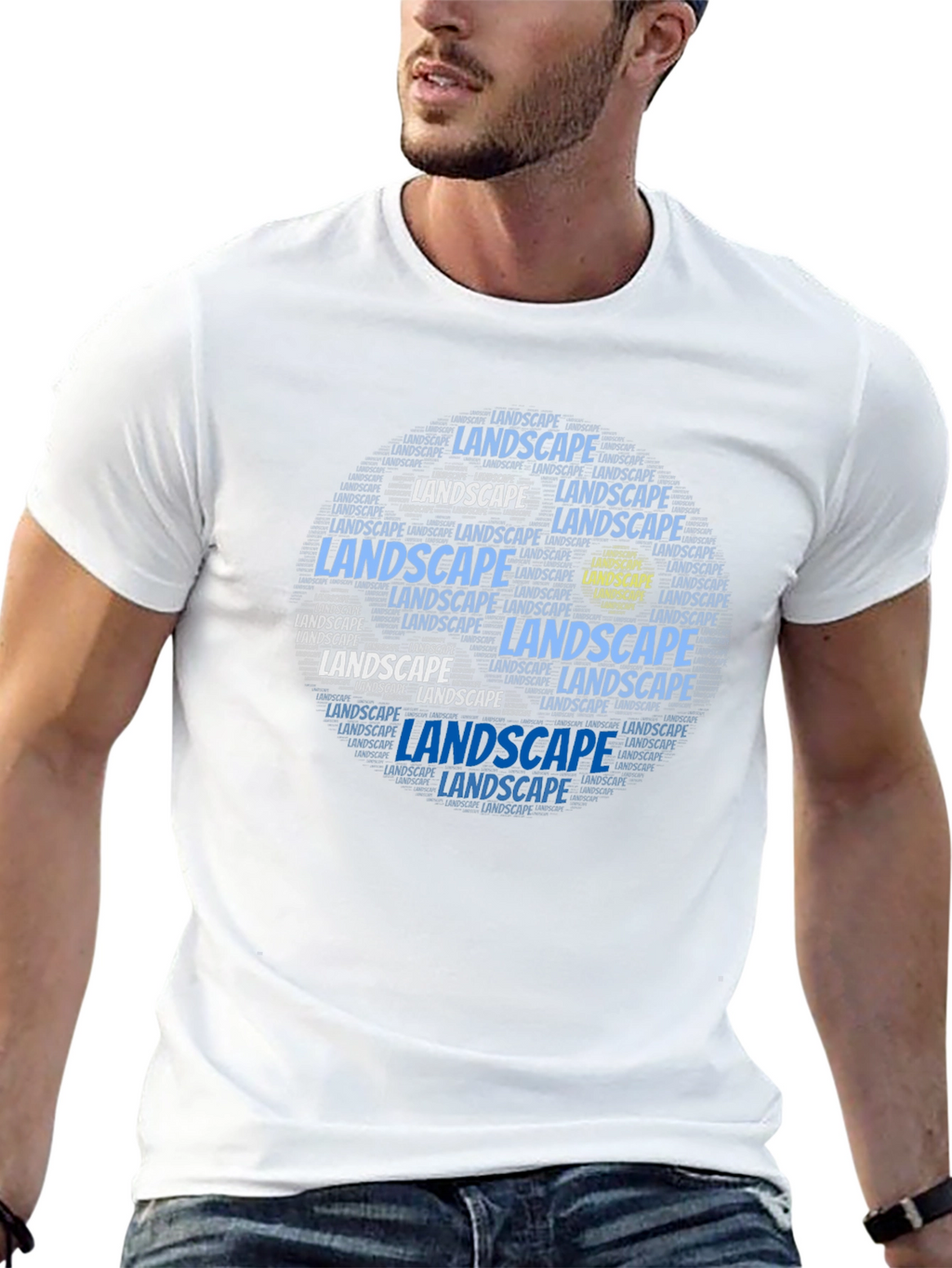 Landscape Typography Mens Black T-Shirt