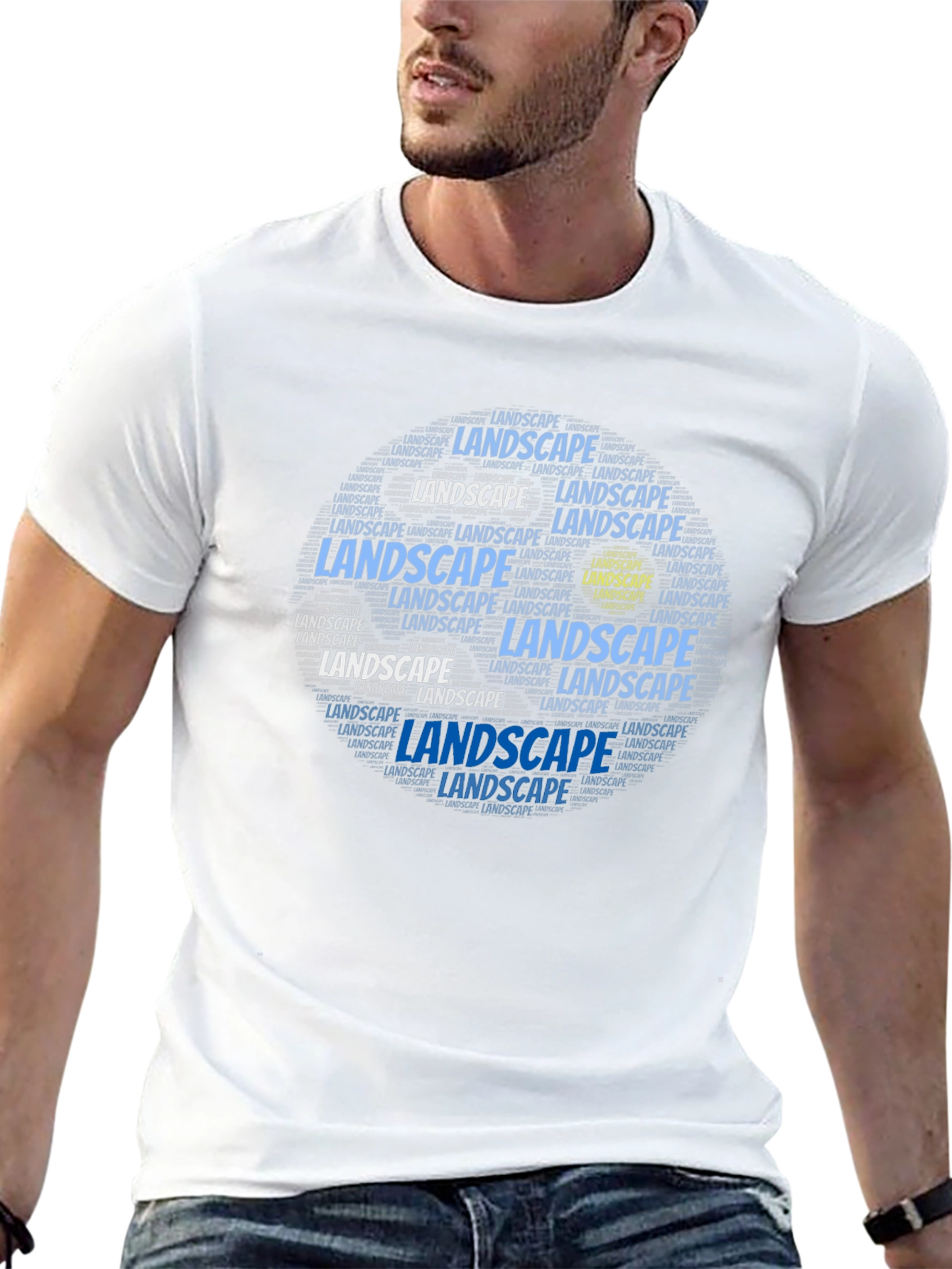 Landscape Typography Mens Black T-Shirt