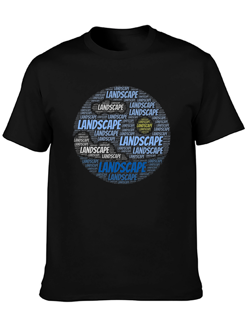 Landscape Typography Mens Black T-Shirt
