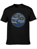 Landscape Typography Mens Black T-Shirt
