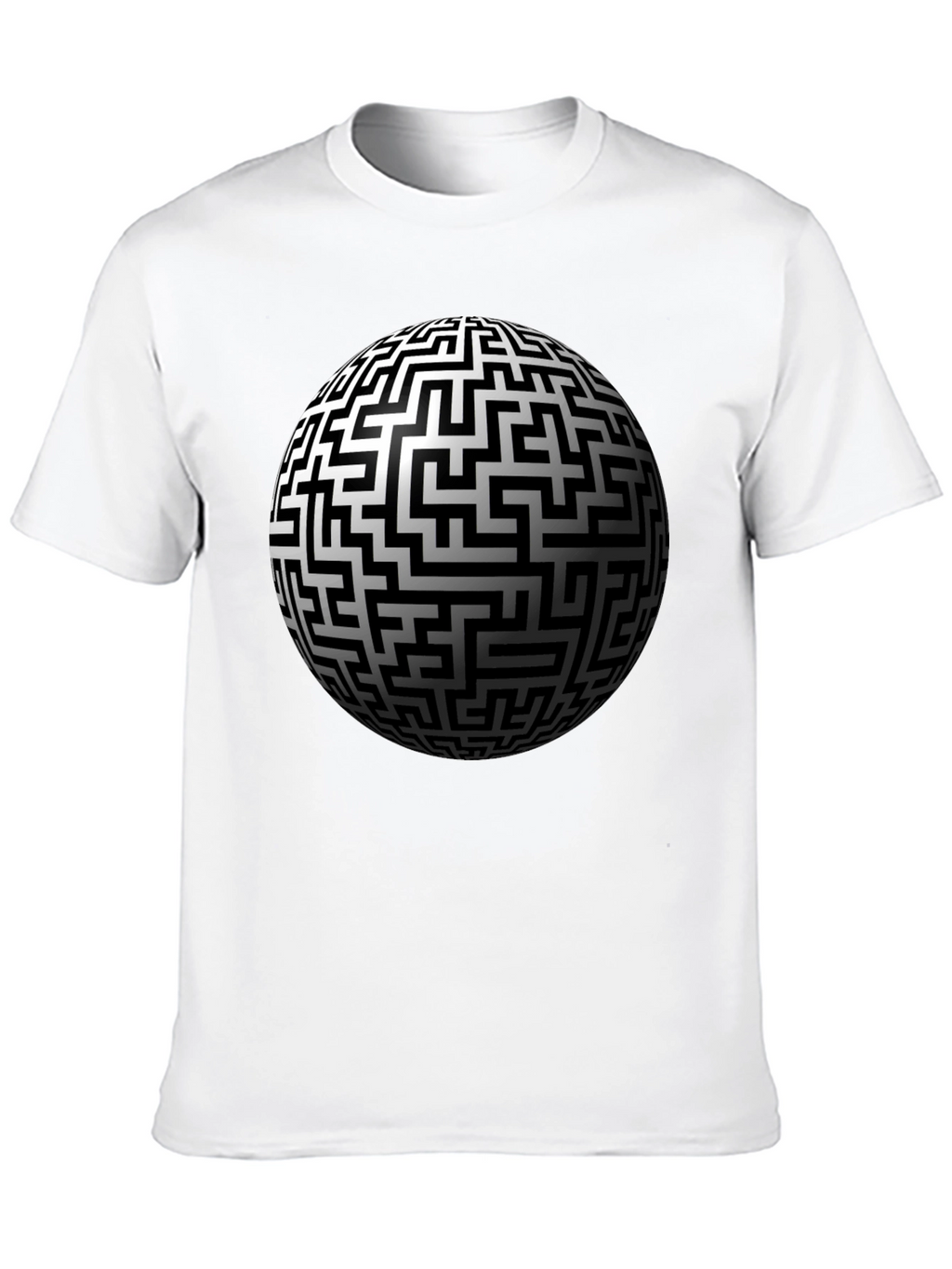 Maze Sphere Graphic Tee - Black Cotton Casual Wear