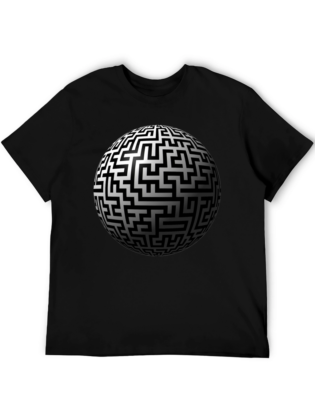 Maze Sphere Graphic Tee - Black Cotton Casual Wear
