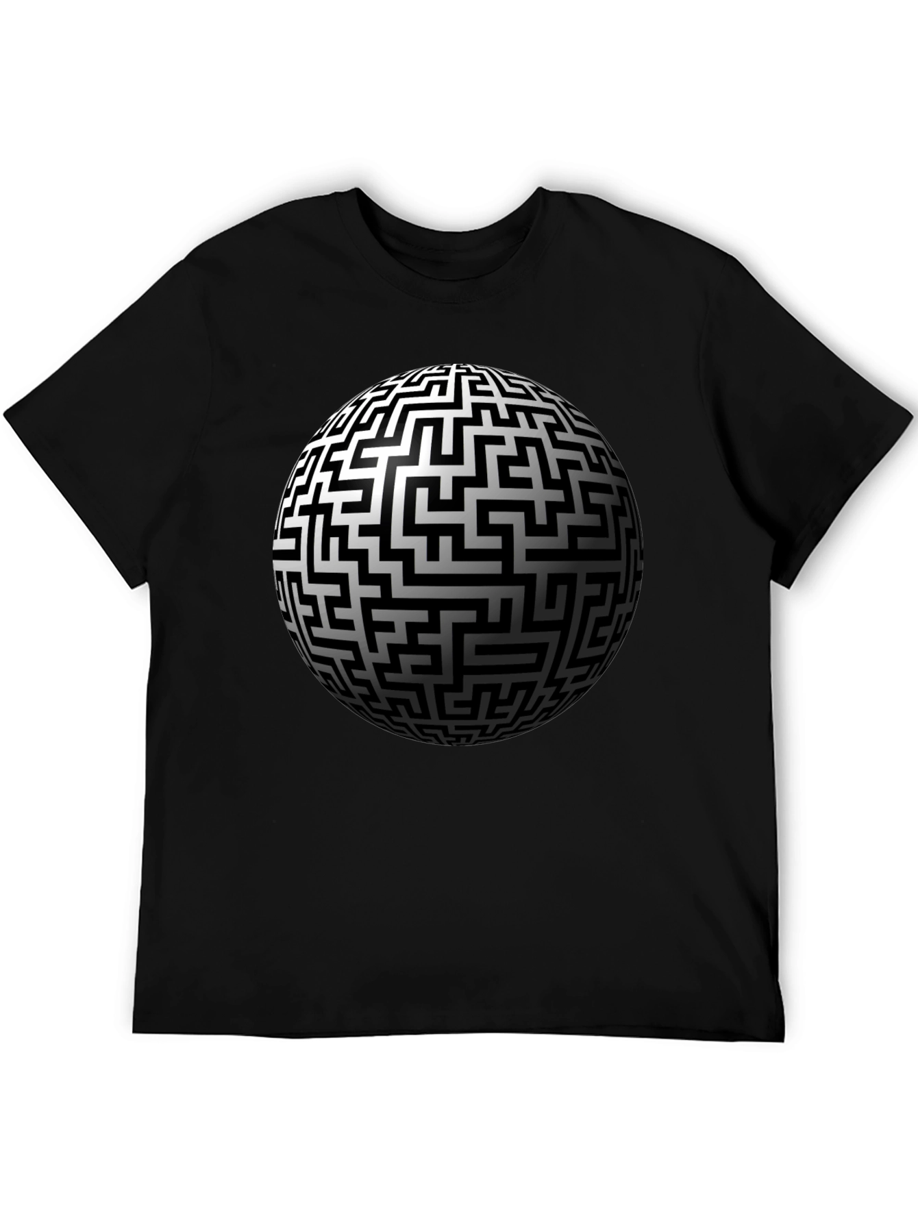 Maze Sphere Graphic Tee - Black Cotton Casual Wear