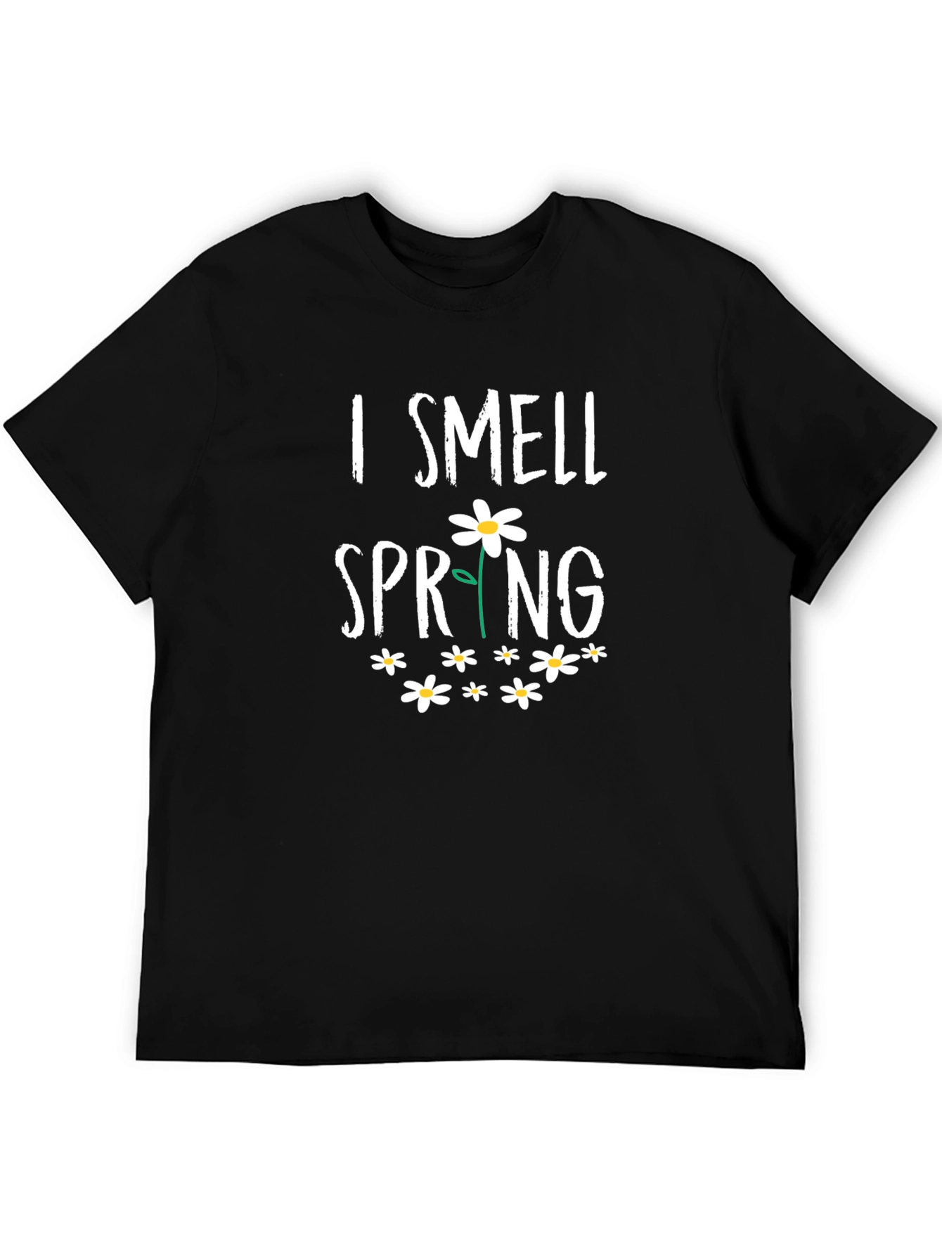 I Smell Spring Graphic Print Black T-Shirt