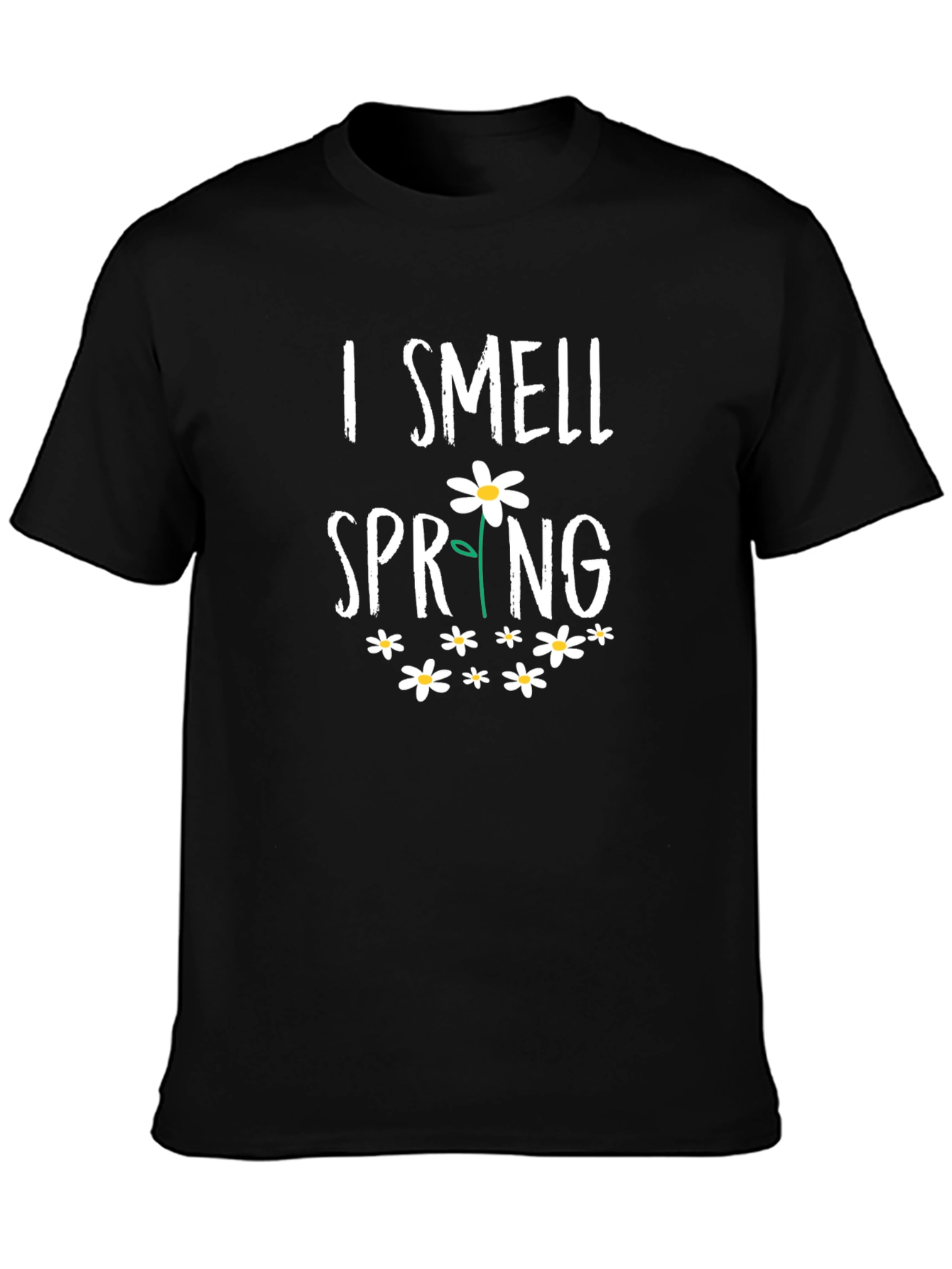 I Smell Spring Graphic Print Black T-Shirt