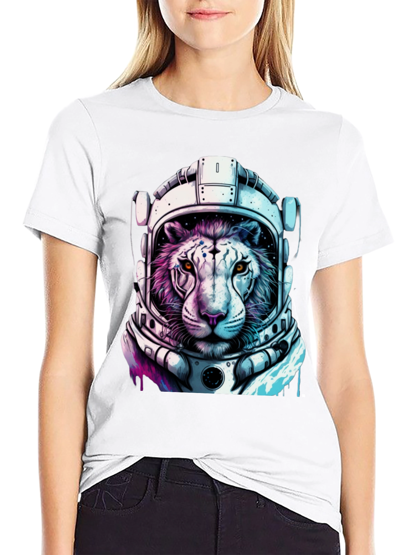 Astronaut Tiger Graphic Tee - Cool Space Cat Shirt