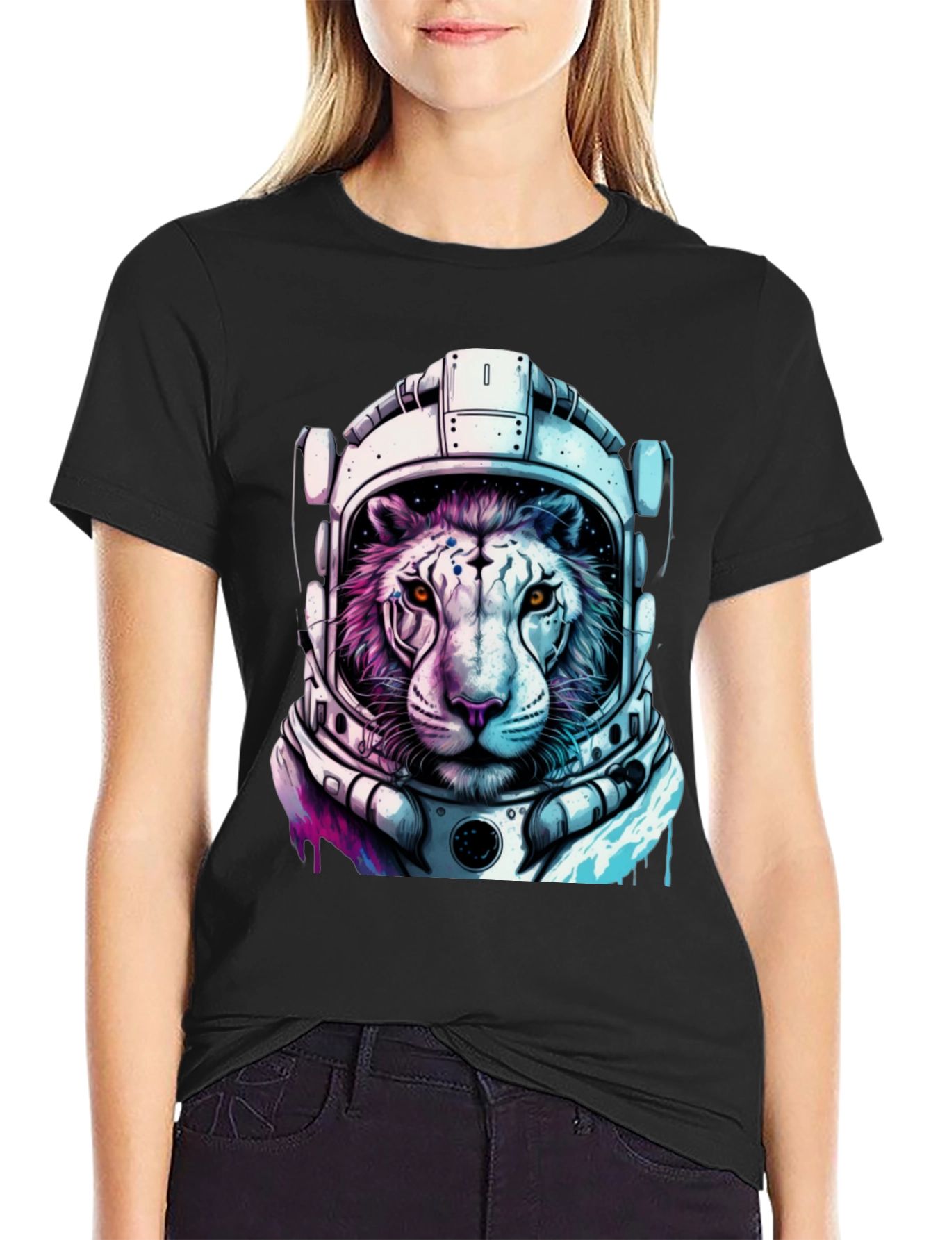 Astronaut Tiger Graphic Tee - Cool Space Cat Shirt