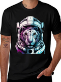 Astronaut Tiger Graphic Tee - Cool Space Cat Shirt
