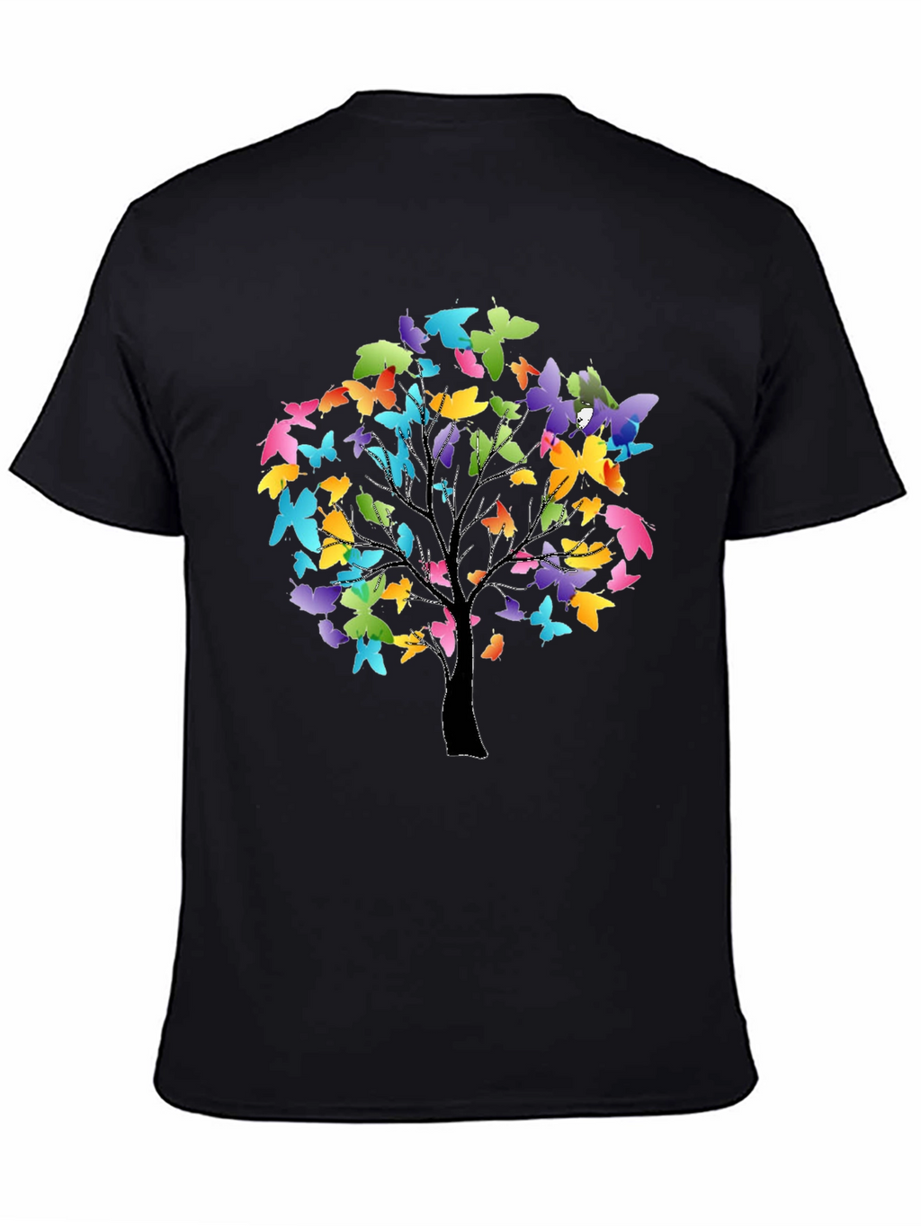 Butterfly Tree Graphic Tee - Stylish Black T-Shirt