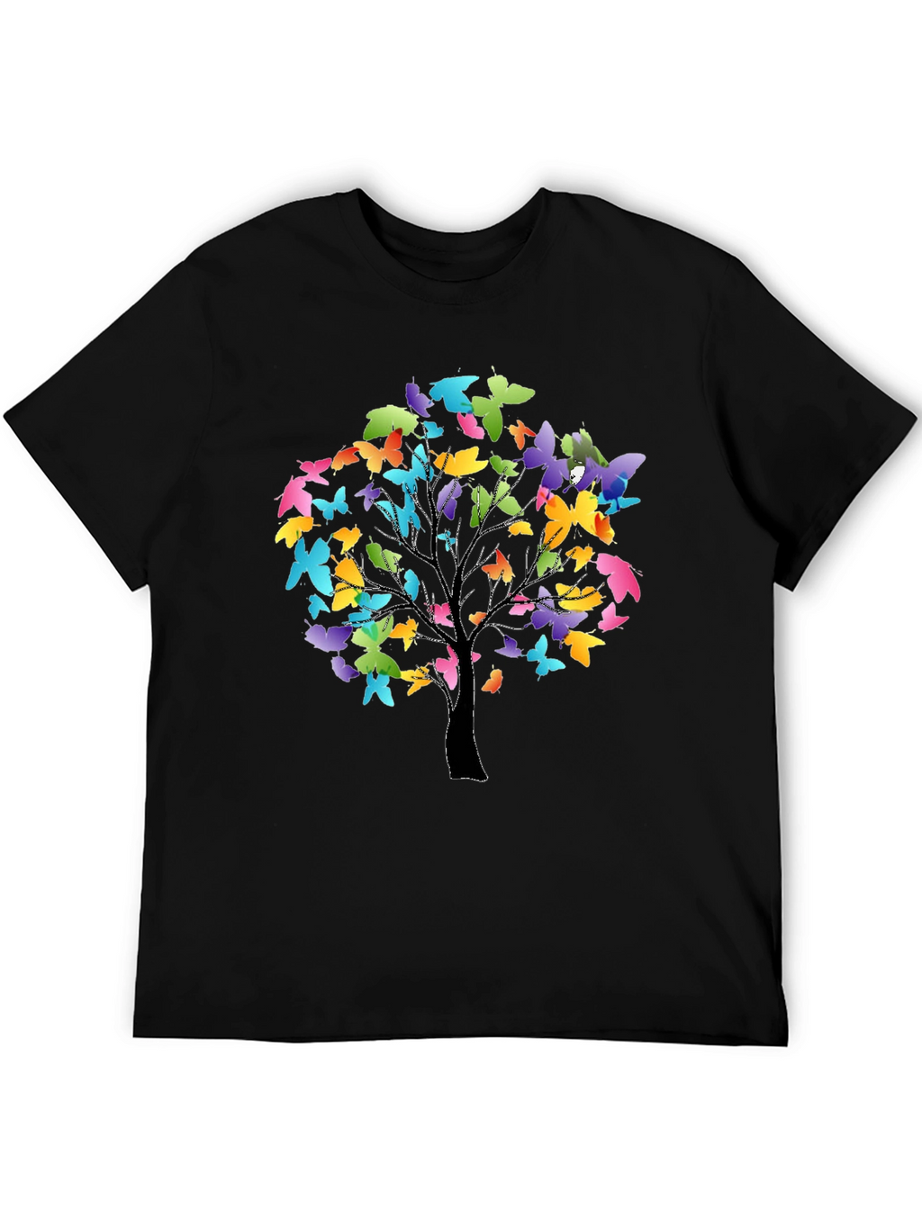Butterfly Tree Graphic Tee - Stylish Black T-Shirt