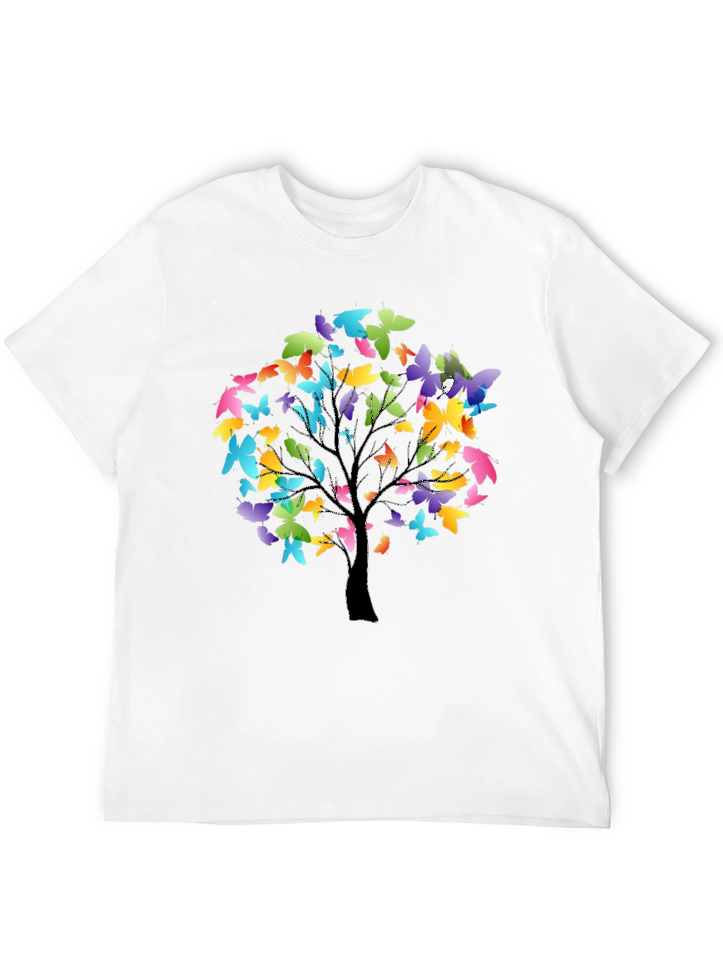 Butterfly Tree Graphic Tee - Stylish Black T-Shirt