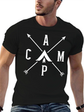 Camping Graphic Tee - Black Cotton Blend T-Shirt