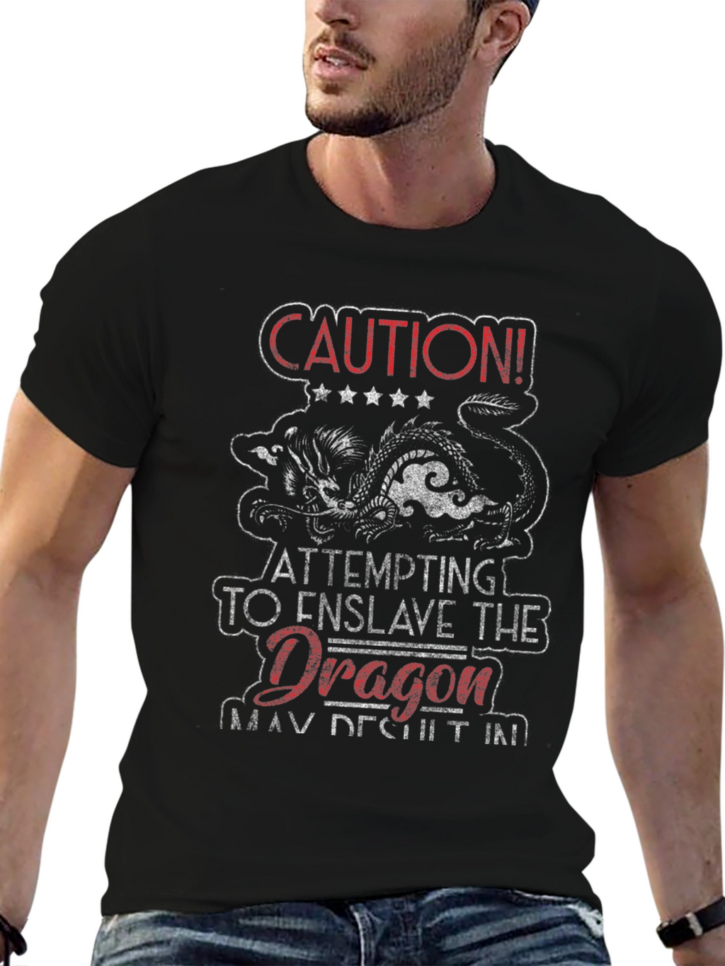 Caution Dragon T-Shirt - Sarcastic Graphic Tee