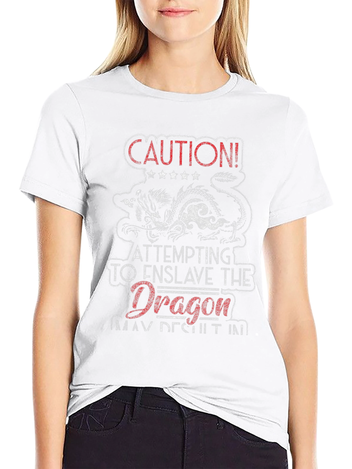 Caution Dragon T-Shirt - Sarcastic Graphic Tee