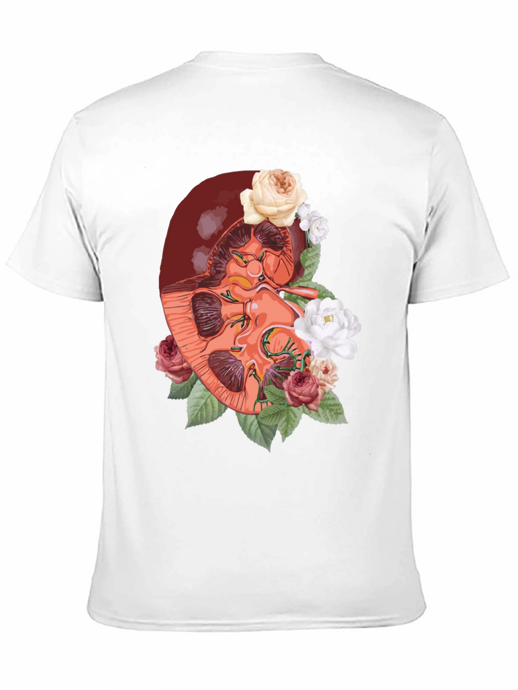 Floral Kidney Graphic Tee - Unique Anatomy T-Shirt