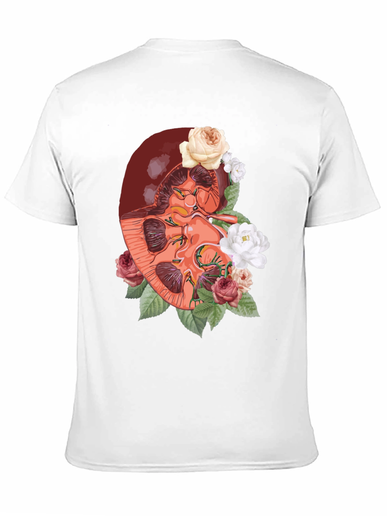 Floral Kidney Graphic Tee - Unique Anatomy T-Shirt