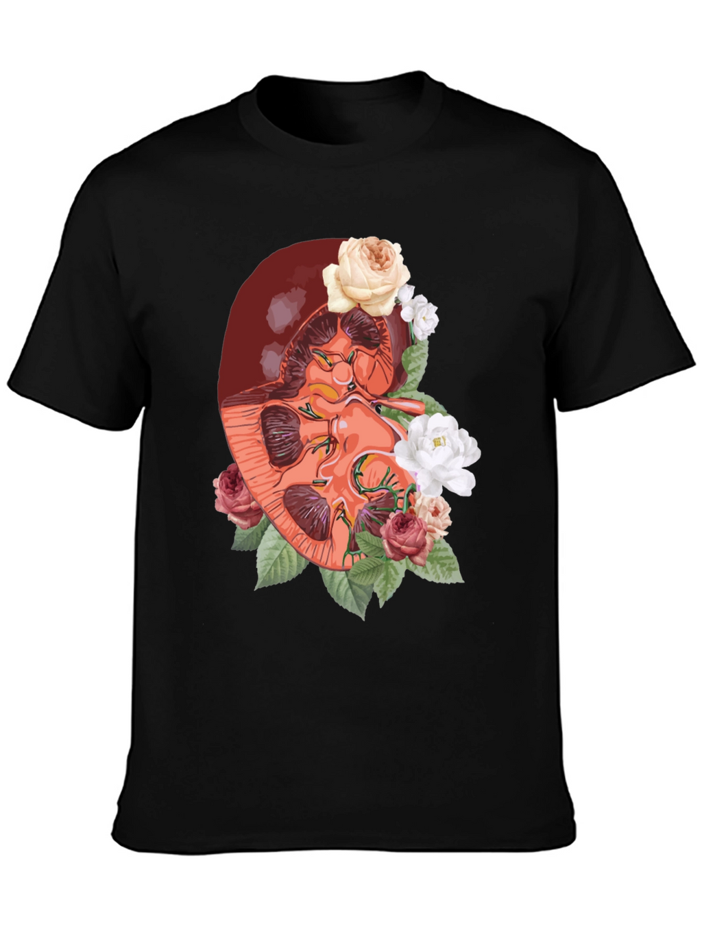 Floral Kidney Graphic Tee - Unique Anatomy T-Shirt