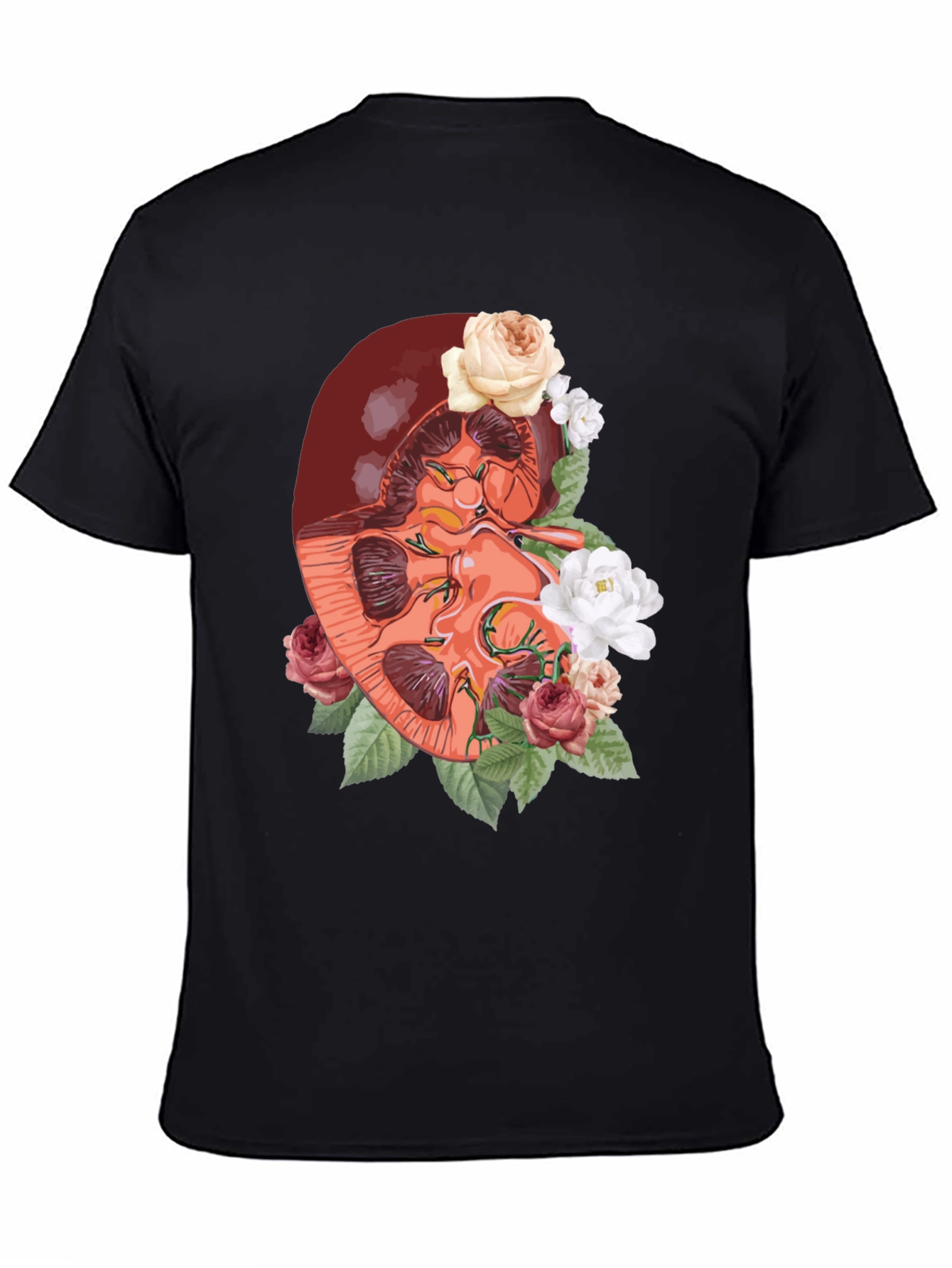 Floral Kidney Graphic Tee - Unique Anatomy T-Shirt
