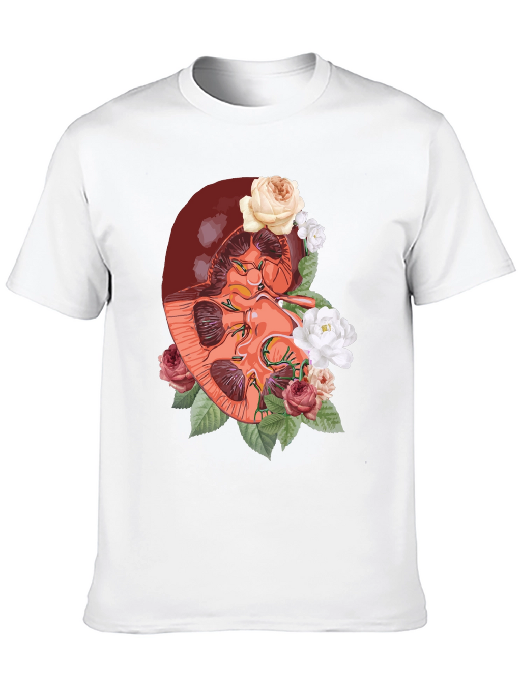 Floral Kidney Graphic Tee - Unique Anatomy T-Shirt