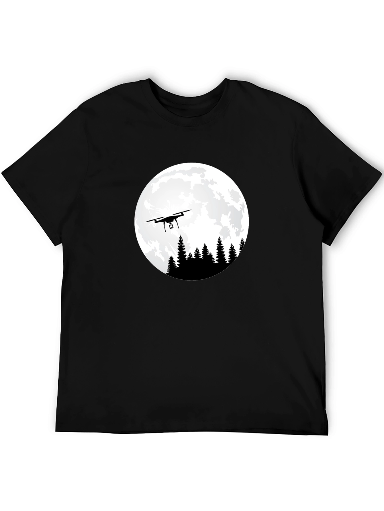 Drone Moon Mens T-Shirt - Black